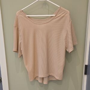 Zyia Ivory Lattice Short Sleeve Top